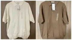新品オリヒカ ポロシャツLLビズニット ブラウン 白 スーツスクエア ユニクロ