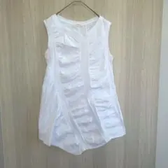タバサ トップス カットソー チュニック ノースリーブ タンクトップ 白 XS