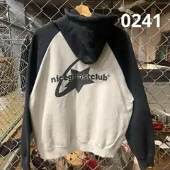nice ghost club ホワイト/ブラック ラグランスリーブパーカー