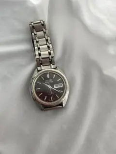 セイコーSEIKO 5アクタスSS 黒文字盤 アンティーク自動巻き腕時計