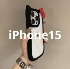 iPhone15 iPhoneケース　ネコ耳　黒　新品　送料無料436《残1》