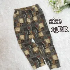大きめサイズ テーパードパンツ 総柄 13BR アート風 個性派 古着コーデに◎