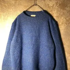 【ヴィンテージ】ブルーのシンプルハイネックニット used 古着 ZAS12