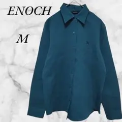 【日本製】ENOCH　長袖シャツ　ブラウス　M　ブルーグリーン
