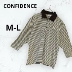 ＊コンフィデンス＊ポロシャツ ボーダー柄 七分袖 カットソー トップス M〜L