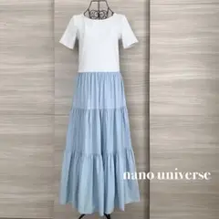 nano universe ドッキングワンピース 半袖ティアードワンピース　リブ