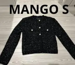 早い者勝ち！マンゴーMANGO スパンコール付き　黒　カーディガントップス　綺麗