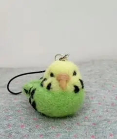 セキセイインコのストラップ　ミニ＊　羊毛フェルト