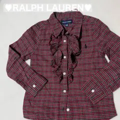 ラルフローレン キッズ 女の子 フリルチェックシャツ 綿 コットン 4T 110