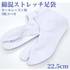 新品 足袋 綿混ストレッチ 22.5cm 白 5枚コハゼ 着物 日本製 6/19
