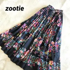 zootie　インドコットンマキシスカート エキゾチックフラワー　ウエストゴム