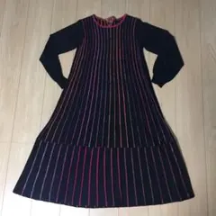 アーモワール カプリス 黒×ストライプ ワンピース ニット素材