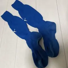 青 サッカーソックス ロゴ入り