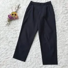 【ピンクアドベ】コットン混 テーパードパンツ ウエストゴム ブラック M