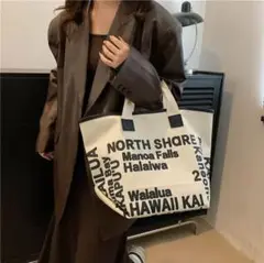 英文字ロゴプリント キャンバストートバッグ