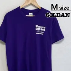 USA古着　GILDAN　Tシャツ　M　パープル　紫　プリント　ウィスコンシン