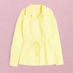 【H&M】リネン混 長袖シャツジャケット タイベルト付き 羽織り 大人カジュアル
