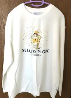 ジェラートピケオム　ソフトクリームベア　ロンT ロゴ　長袖　ホワイト　アイボリー