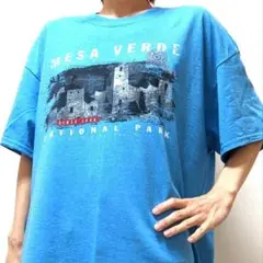 ギルダン メサヴェルデナショナルパーク Tシャツ ブルー 青色 XL 古着