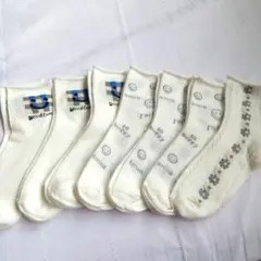 新品　7足セット　 靴下　白　レディース　スマイル　花柄　ソックス まとめ売り