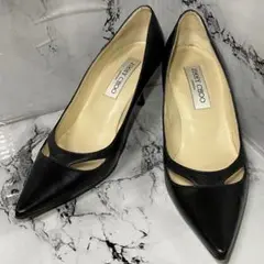 【美品】☆JIMMY CHOO☆ポインテッドトゥパンプス☆24cm☆黒☆レザー