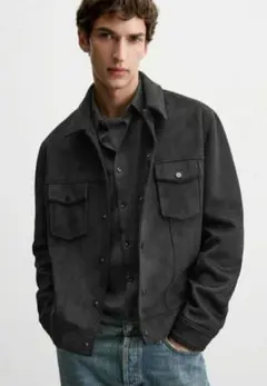 ZARA★ブラック/スエードレザー調ジャケット
