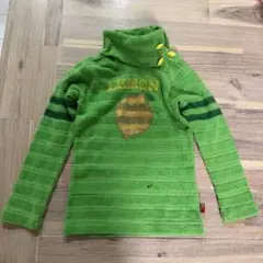 ブーフーウー 100cm 緑色レモンプリントタートルネック