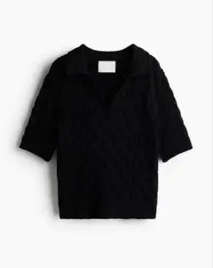 H&Mポロシャツ 半袖 ニット ブラック