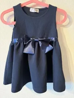 【美品】Ange d’argent ワンピース ネイビー リボン付き 80サイズ