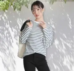 ボーダーカットソー Mサイズ 長袖 レディース ゆったり