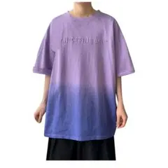 ✨新品✨メンズ Tシャツ グラデーション 半袖 ゆったり パープル