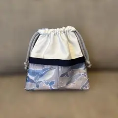 ポケット付き　小さめ巾着袋