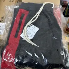 SAPEur XL コーデュロイパンツ ブラック/レッド