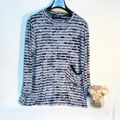 PURE ROSE ボーダー 花柄 長袖Tシャツ ポケット ＭからL レトロ感