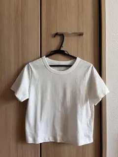 無印良品　ムラ糸ショート丈半袖Ｔシャツ　白