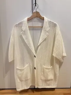 しまむら　半袖ジャケットアイボリー ショートスリーブ カーディガン M