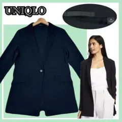 ✨美品✨ユニクロ ドレープロングジャケット M 黒 きれいめ 羽織り 体型カバー