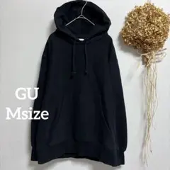 【GU】 M♪ メンズ スウェット パーカー フーディ 長袖 裏起毛 ブラック