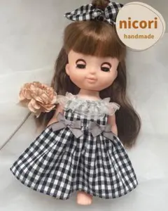 ソランちゃん　メルちゃん　服　ギンガムチェックワンピース