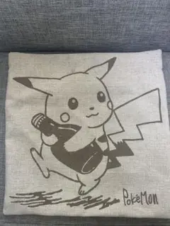 ピカチュウ　セピア　クッションカバー　レトロ