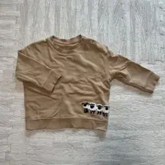 羊刺繍 ベージュ トレーナー 90