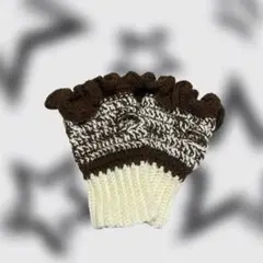 ニットフリル付き指なし手袋