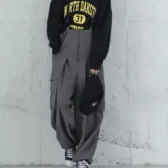 ラジエム　AMELY サスペンダー付カーゴパンツ ワイド フリーサイズ