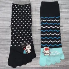 ユニークなデザインの5本指ソックス　2足