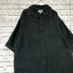 半袖シルクシャツ！アロハ　ブラックL 731