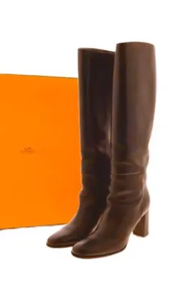 ◆エルメス◆本物◆ロングブーツ◆HERMES◆ブラウン◆37 1/2◆24cm