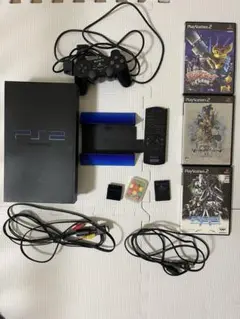 PS2 SCPH-39000ソフト×3 縦置きスタンドDVDリモコンセット付き