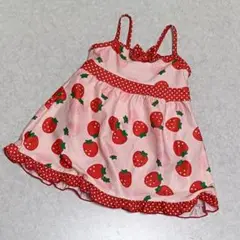 水着　ワンピース　100　ピンク　赤　苺　フルーツ