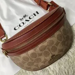 極美品✨コーチ ボディーバッグ 2way PVC レザー シグネチャー ブラウン