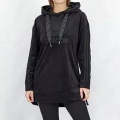【SALE】アディダス　ベロアパーカー　ブラック　リボン　XS 美品